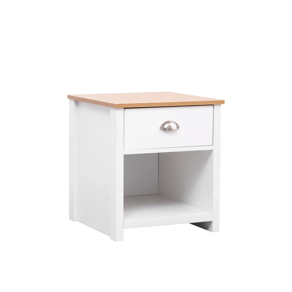 Homemade Design 1 Drawer Table Bedside Table with Shelf Lamp/Side Table Nightstand Cabinet Living Room/BedRoom White/Grey